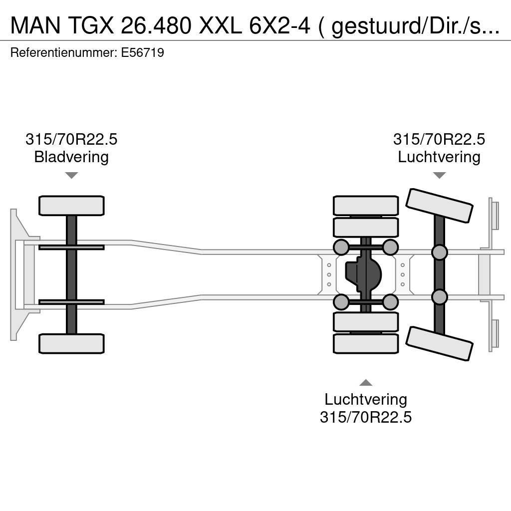 MAN TGX 26.480 XXL 6X2-4 ( gestuurd/Dir./steering/gele Camion cu prelata