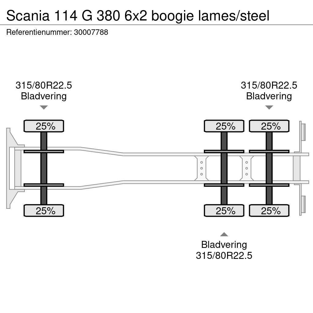 Scania 114 G 380 6x2 boogie lames/steel Camion cabina sasiu