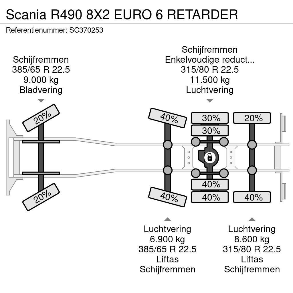 Scania R490 8X2 EURO 6 RETARDER Camion cabina sasiu