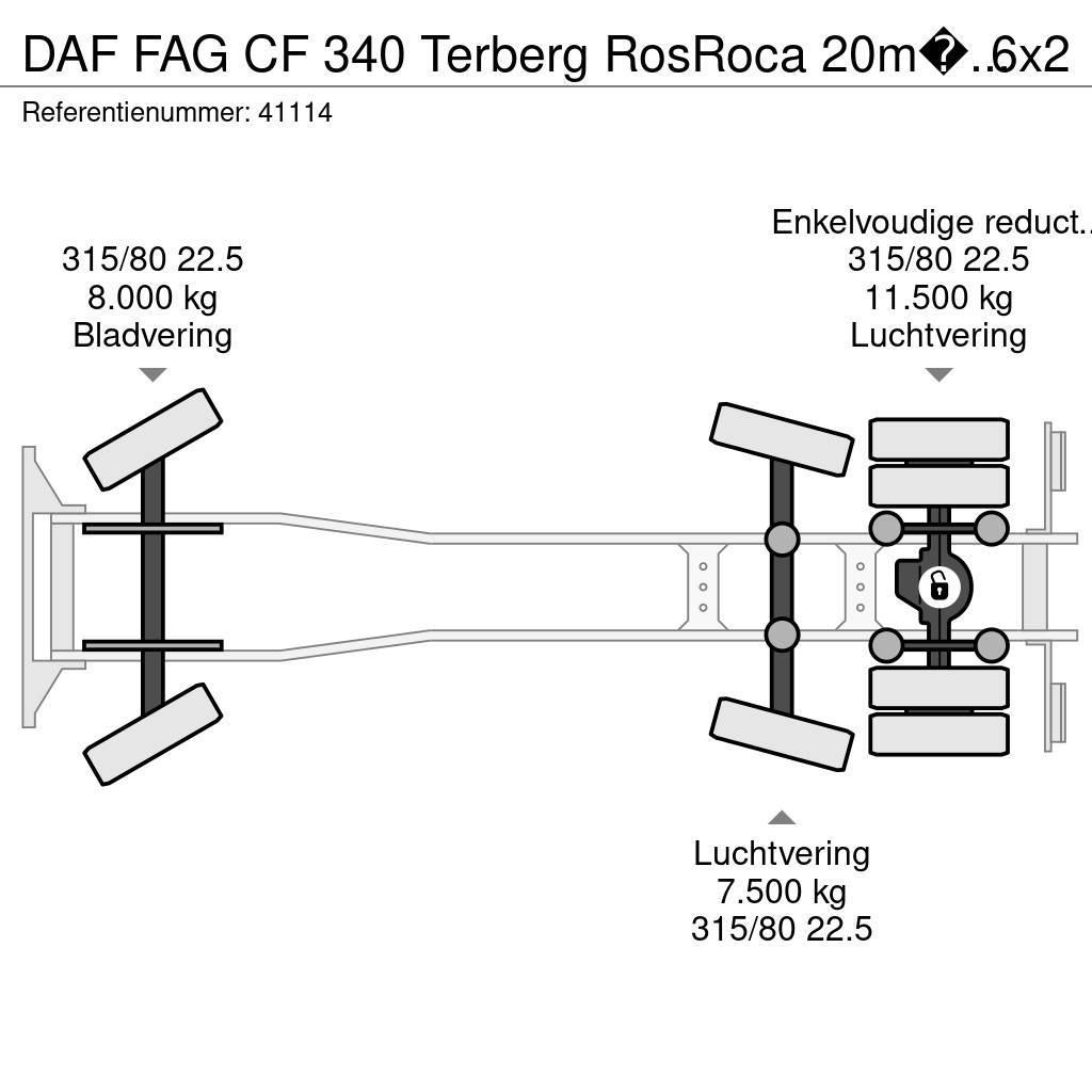 DAF FAG CF 340 Terberg RosRoca 20m³ + AE weighing syst Camion de deseuri