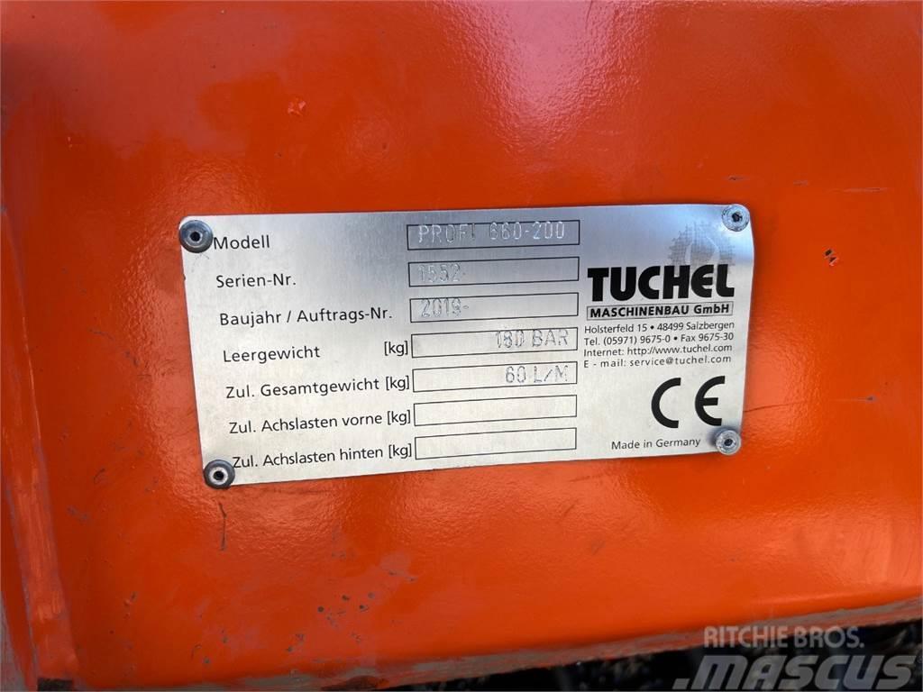 Tuchel Profi 660 kost - 200 cm. bred / Opsamler - kasse - Incarcator pe pneuri