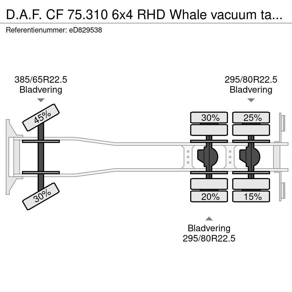 DAF CF 75.310 6x4 RHD Whale vacuum tank 11.8 m3 / 2 co Autobasculanta