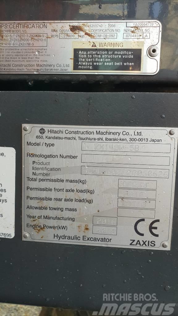 Hitachi ZX140W Excavatoare cu roti
