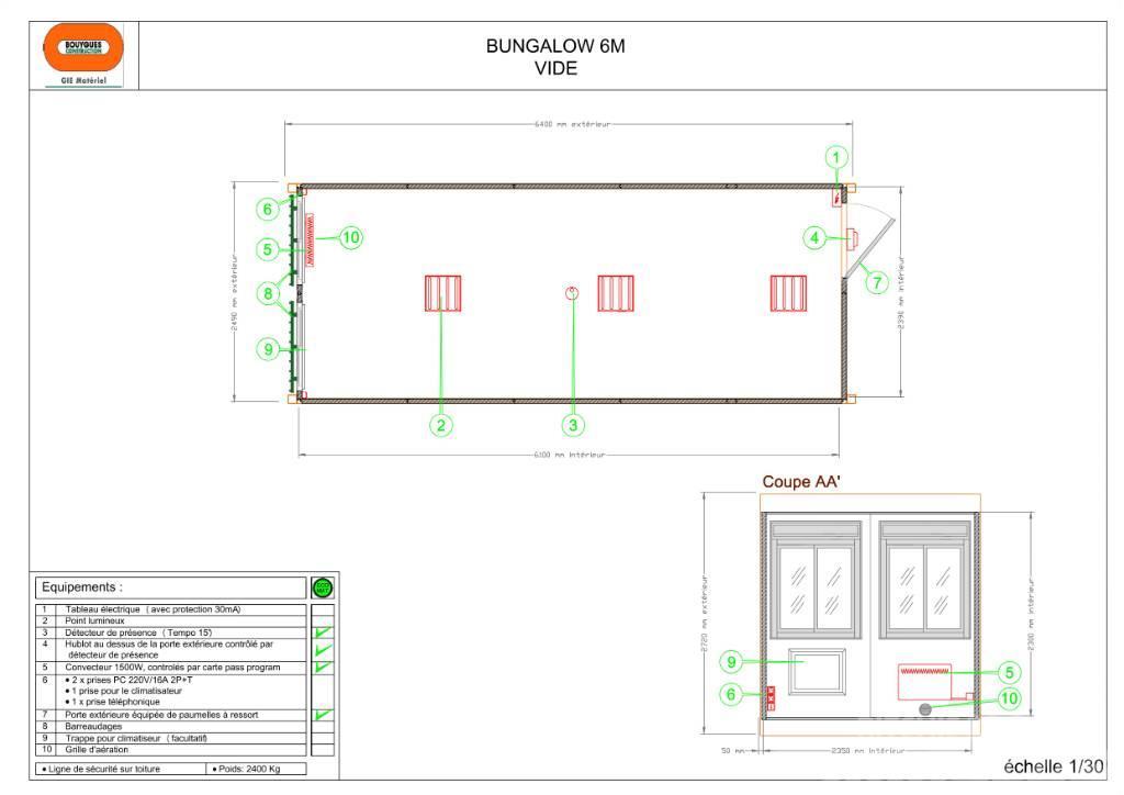  Bungalow 6 m Bureau vide barăci de construcții