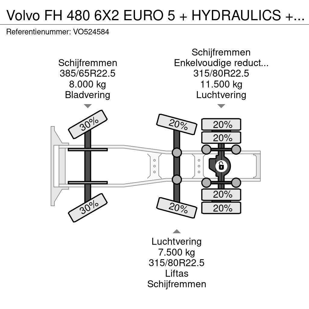 Volvo FH 480 6X2 EURO 5 + HYDRAULICS + STEERING AXLE Autotractoare