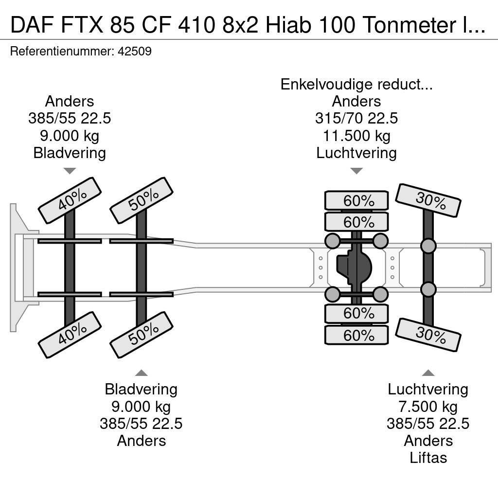 DAF FTX 85 CF 410 8x2 Hiab 100 Tonmeter laadkraan + Fl Autotractoare