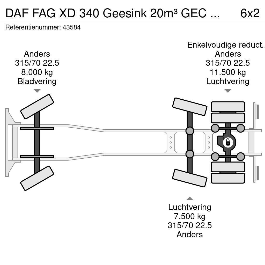 DAF FAG XD 340 Geesink 20m³ GEC Welvaarts weegsysteem Camion de deseuri