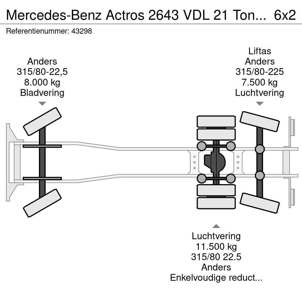 Mercedes-Benz Actros 2643 VDL 21 Ton haakarmsysteem Camion cu carlig de ridicare