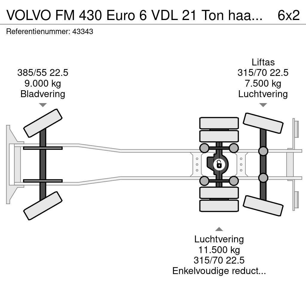 Volvo FM 430 Euro 6 VDL 21 Ton haakarmsysteem Camion cu carlig de ridicare