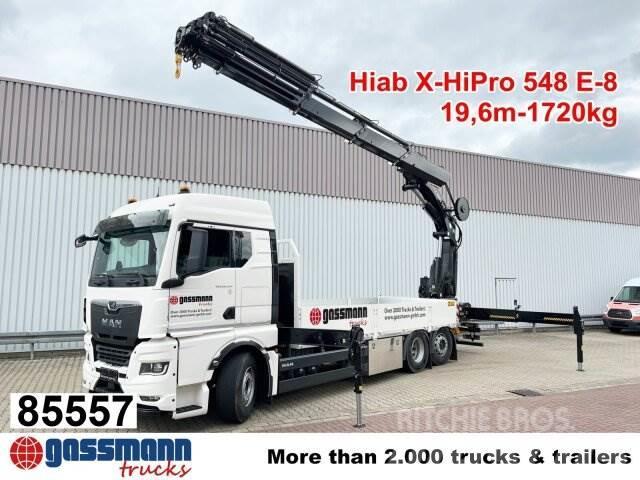MAN TGX 26.510 6x2-4 LL, Heckkran Hiab X-HiPro 548 Camioane platforma/prelata