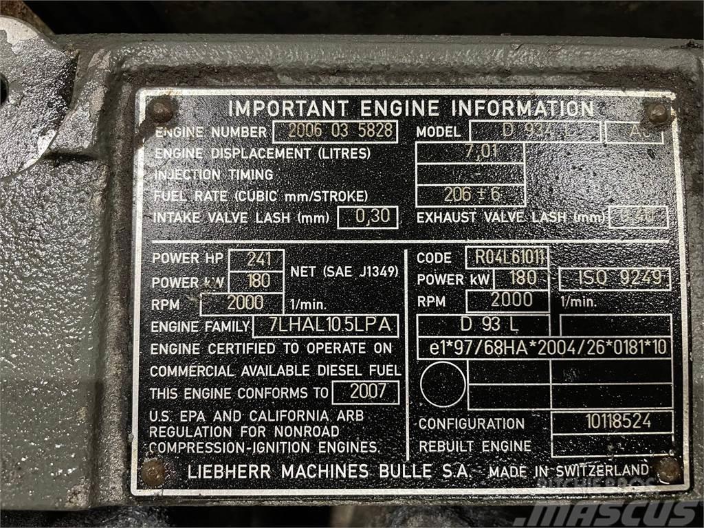 Liebherr D934L A6 motor ex. Liebherr HS835HD kran Motoare