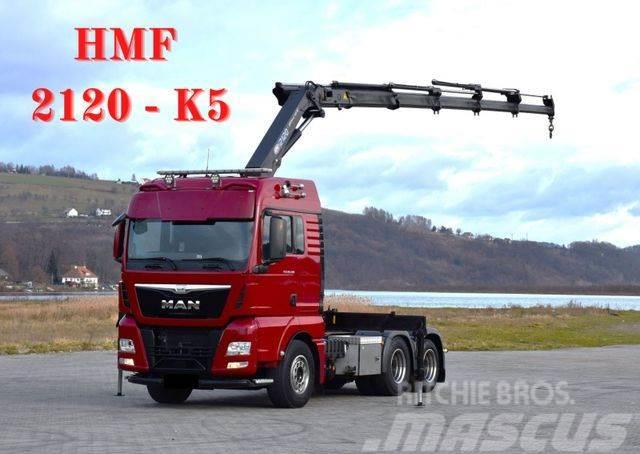 MAN TGX 28.480 Sattelzugmaschine + HMF 2120 K5/FUNK Camioane cu macara