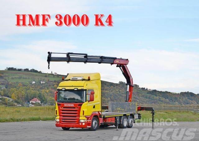 Scania R 400 Pritsche 6,50m +HMF 3000K4/FUNK*TOPZUSTAND Camioane cu macara