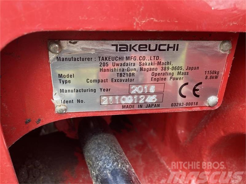 Takeuchi TB210R RF tilt fæste S30-150 og 3 skovle Mini excavatoare < 7t