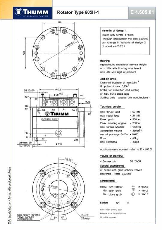 Thumm 605 H-1 Hydraulic rotator 5 Ton Rotatoare