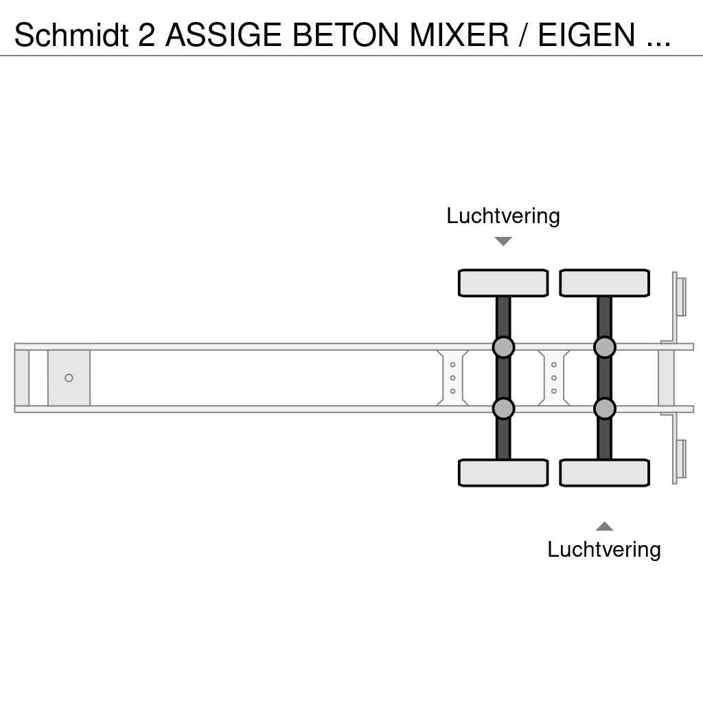 Schmidt 2 ASSIGE BETON MIXER / EIGEN MOTOR / 6 CYL DEUTZ / Alte semi-remorci