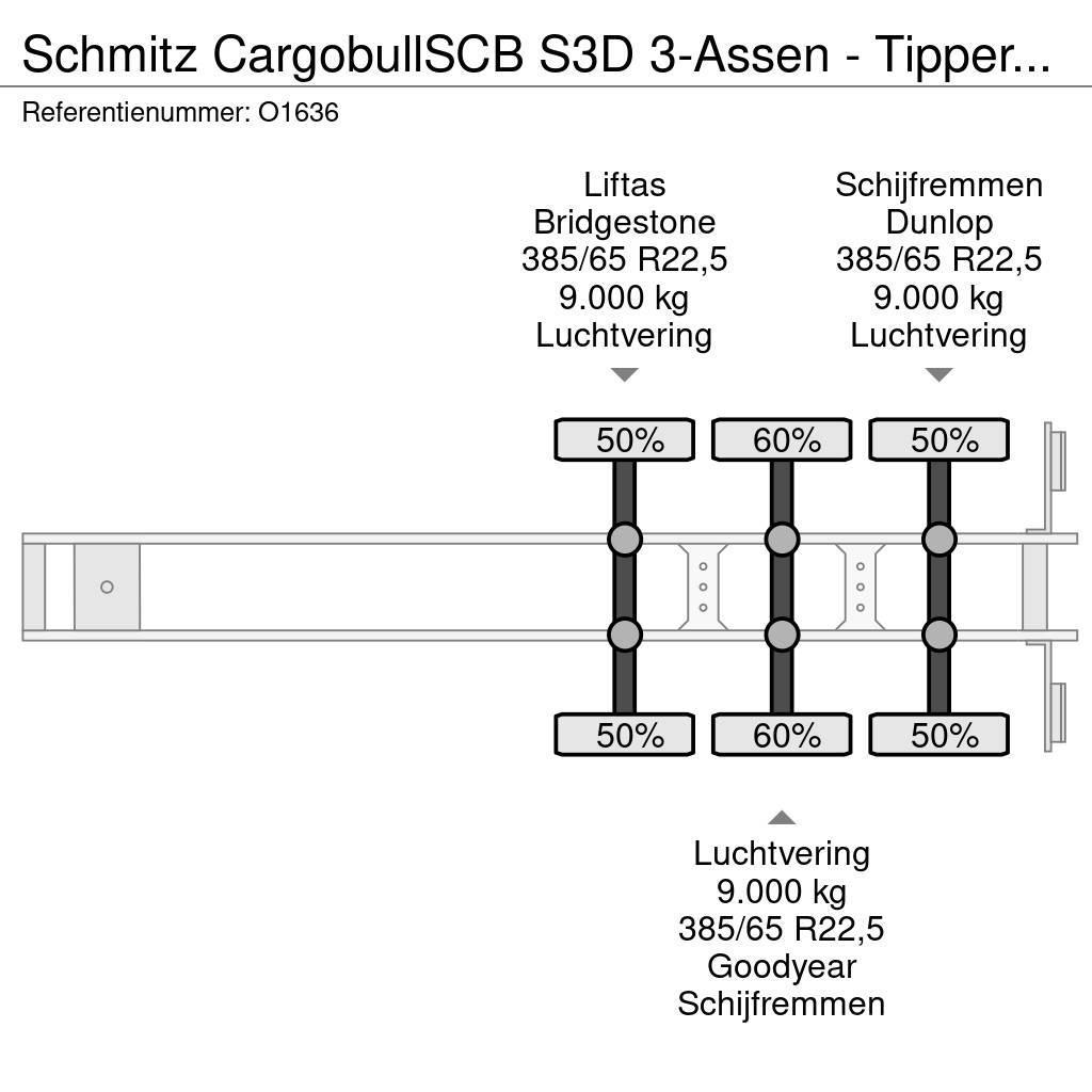 Schmitz Cargobull SCB S3D 3-Assen - Tipper 46m³ - Steel/Steel - Lift Semi-remorca Basculanta