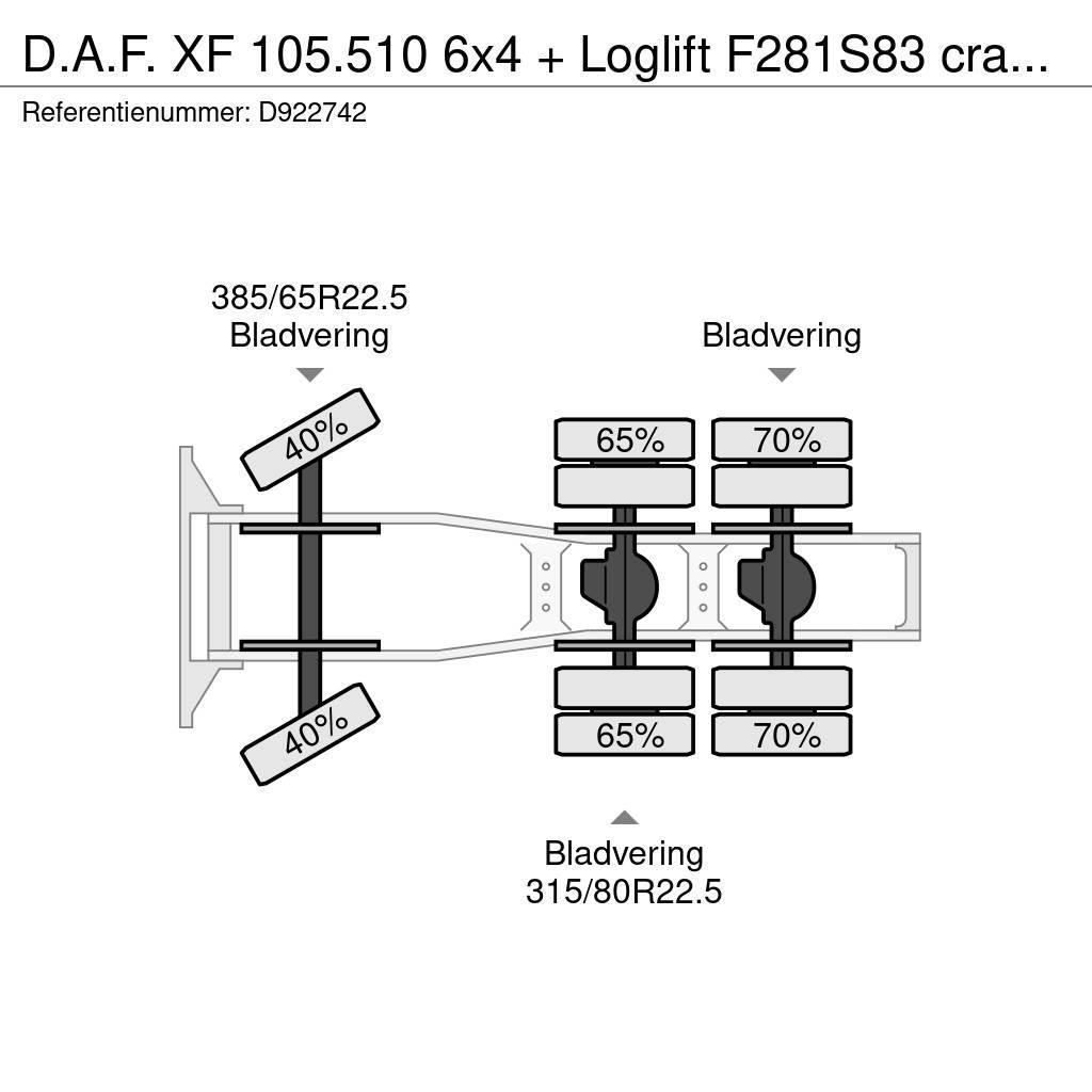 DAF XF 105.510 6x4 + Loglift F281S83 crane / timber tr Autotractoare