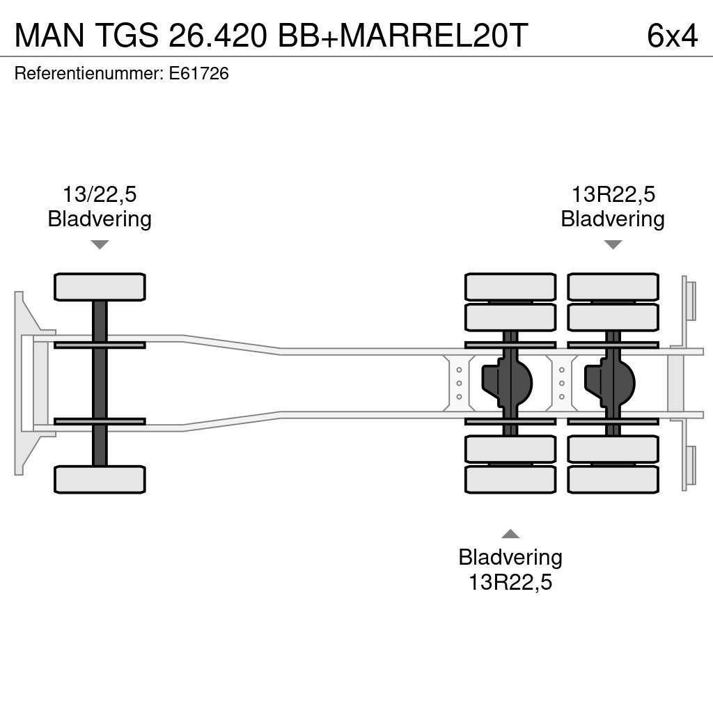 MAN TGS 26.420 BB+MARREL20T Camion cadru container