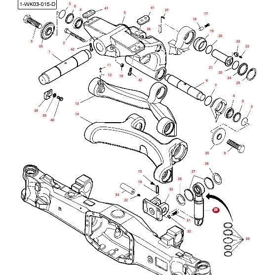 Massey Ferguson 8727 Front axle shock absorber cylinder 7700160101 Sasiuri si suspensii