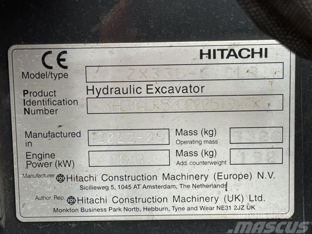 Hitachi ZX 33 U-6 Mini excavatoare < 7t