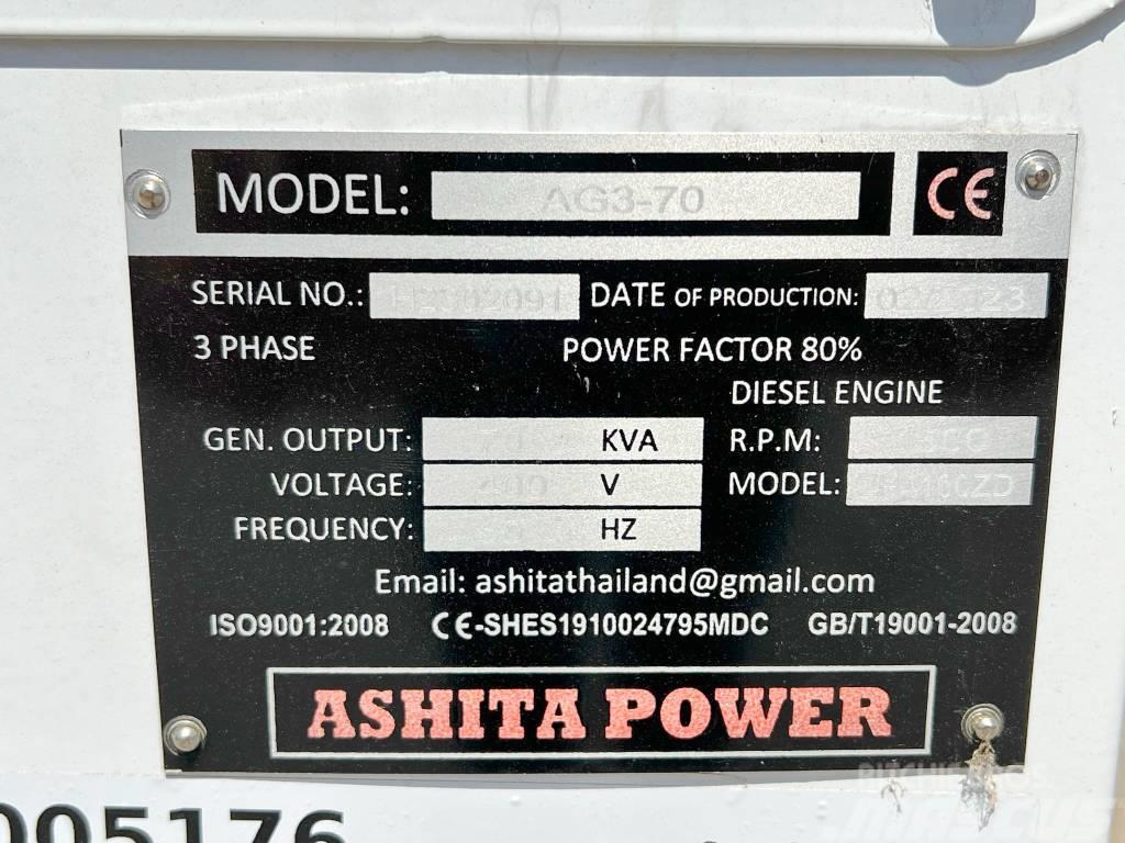 Ashita AG3-70 - 70 KVA New / Unused / CE Certified Generatoare Diesel