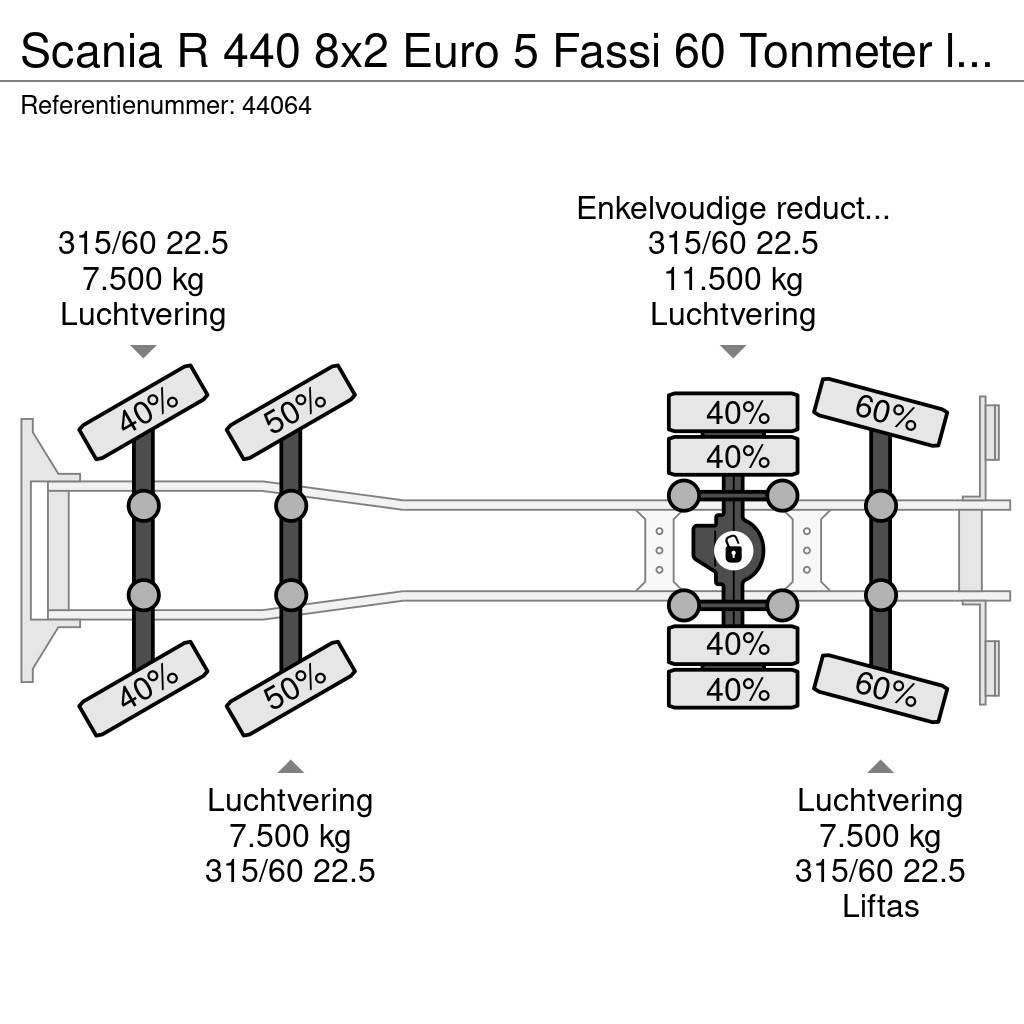 Scania R 440 8x2 Euro 5 Fassi 60 Tonmeter laadkraan Macara pentru orice teren