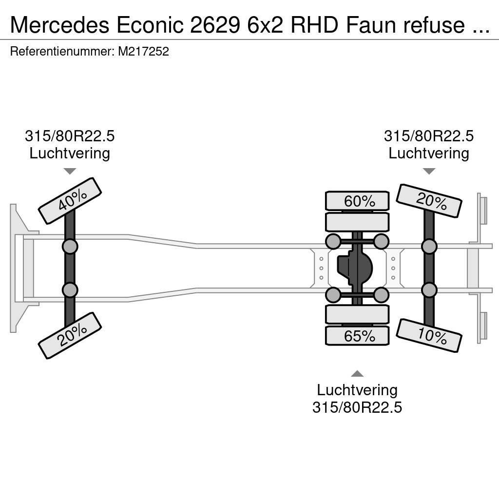 Mercedes-Benz Econic 2629 6x2 RHD Faun refuse truck Camion de deseuri