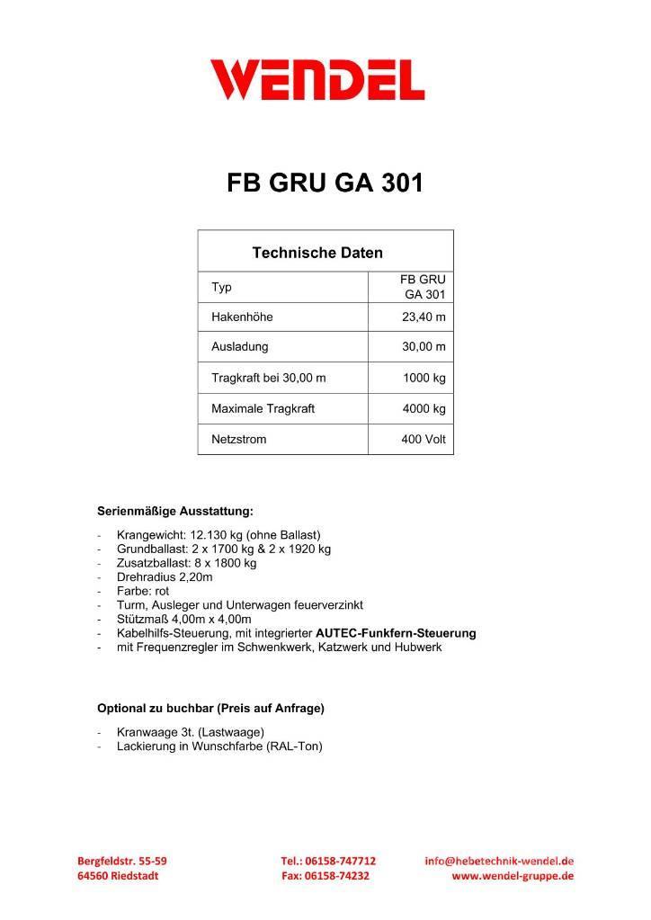 FB GRU GA 301 - Turmdrehkran - Baukran - Kran Macarale turn