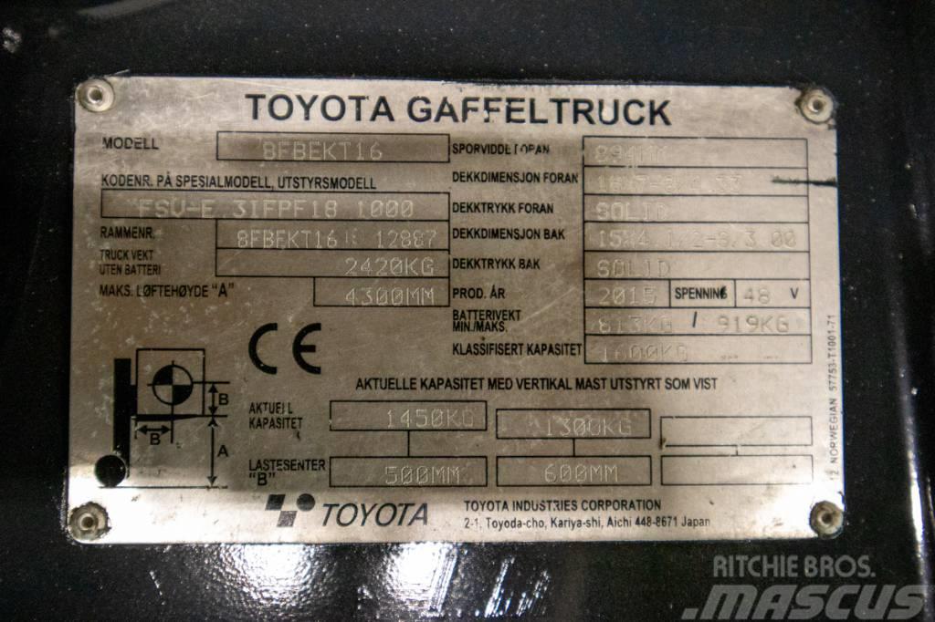 Toyota 8FBEKT16, välutrustad motviktstruck m nytt batteri Stivuitor electric