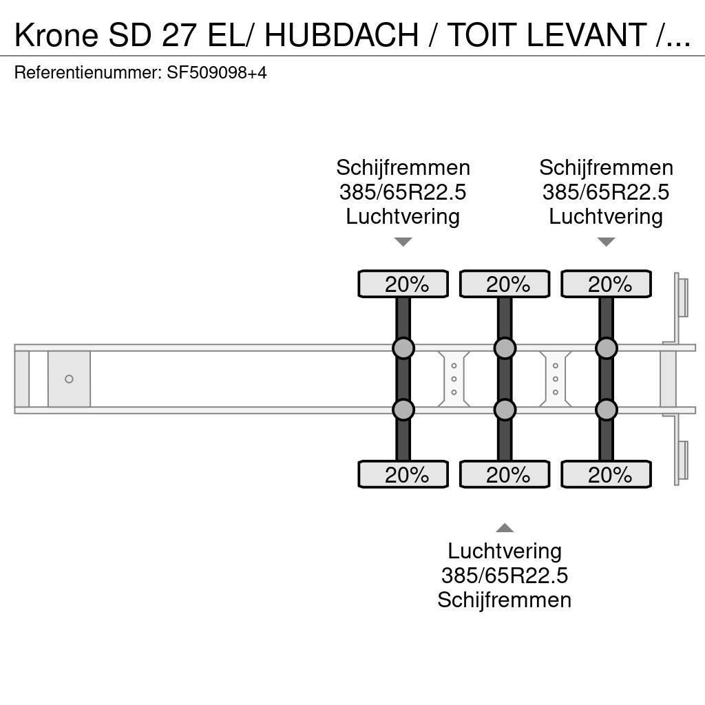 Krone SD 27 EL/ HUBDACH / TOIT LEVANT / HEFDAK / COIL / Semi-remorca speciala