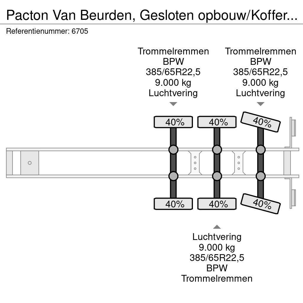 Pacton Van Beurden, Gesloten opbouw/Koffer Naloop stuuras Semi-remorca utilitara