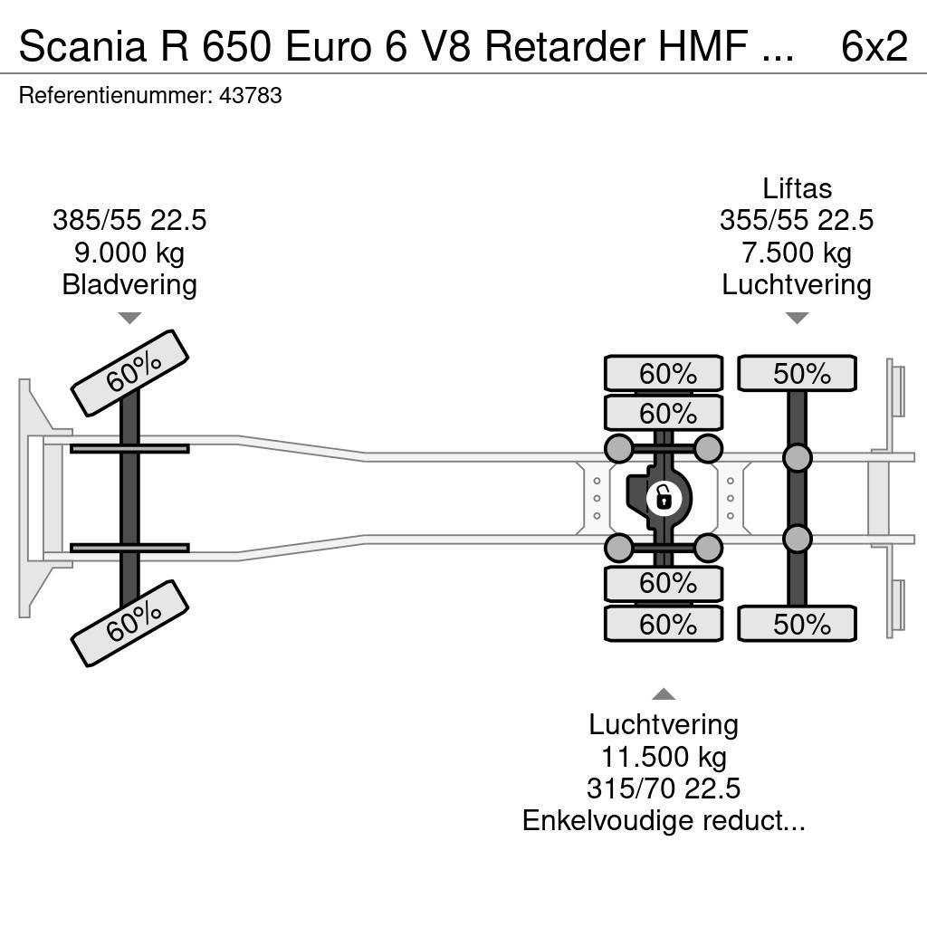 Scania R 650 Euro 6 V8 Retarder HMF 26 Tonmeter laadkraan Transportatoare vehicule