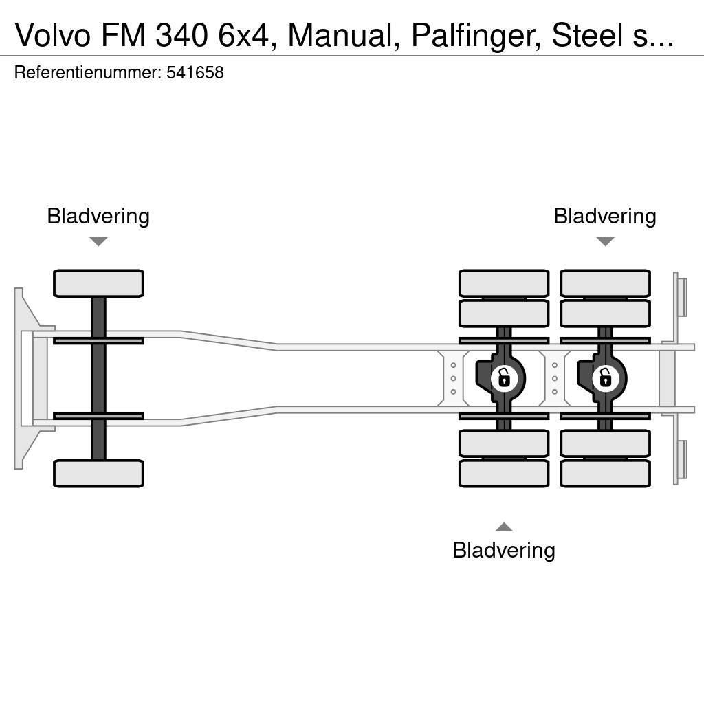 Volvo FM 340 6x4, Manual, Palfinger, Steel suspension Camioane platforma/prelata