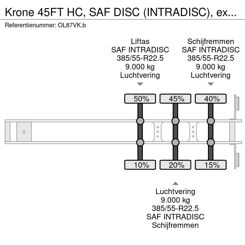 Krone 45FT HC, SAF DISC (INTRADISC), extendable front+ r Camion cu semi-remorca cu incarcator