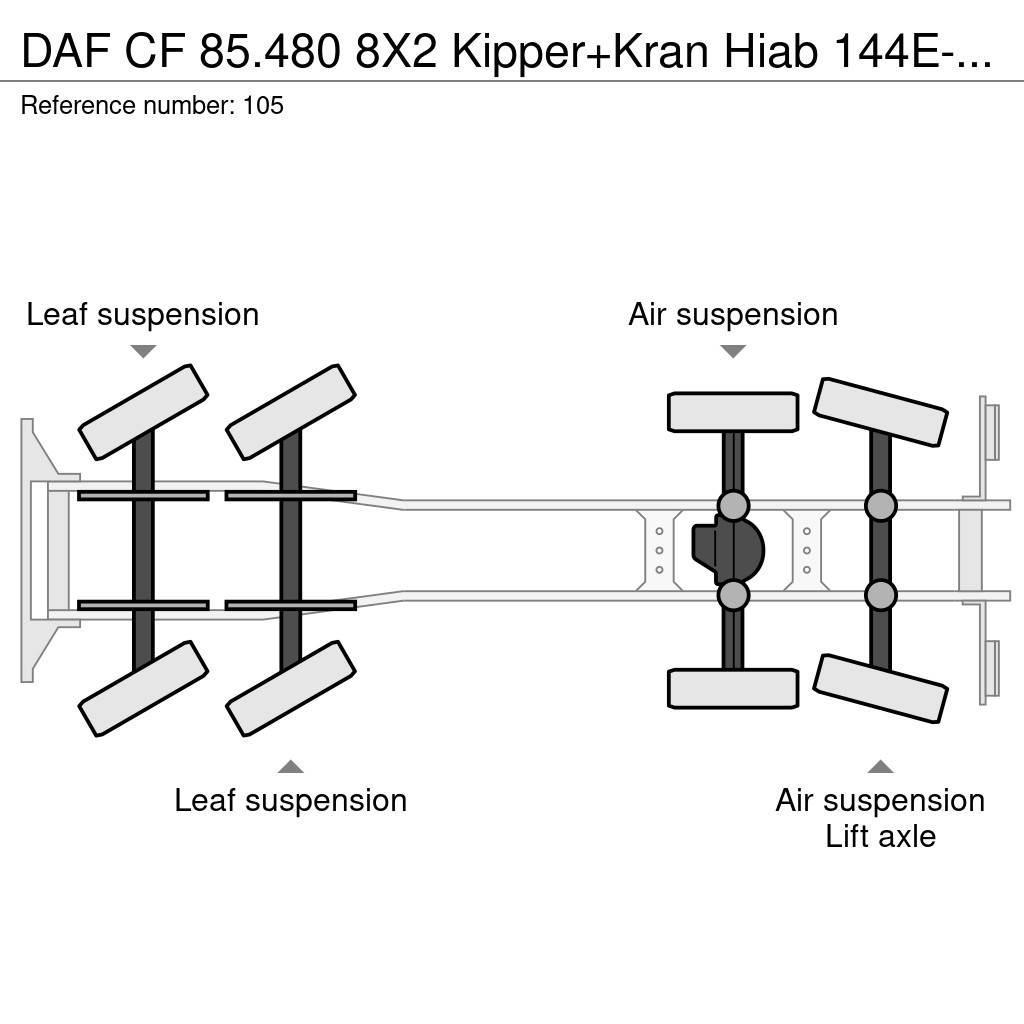 DAF CF 85.480 8X2 Kipper+Kran Hiab 144E-3 PRO Camioane cu macara
