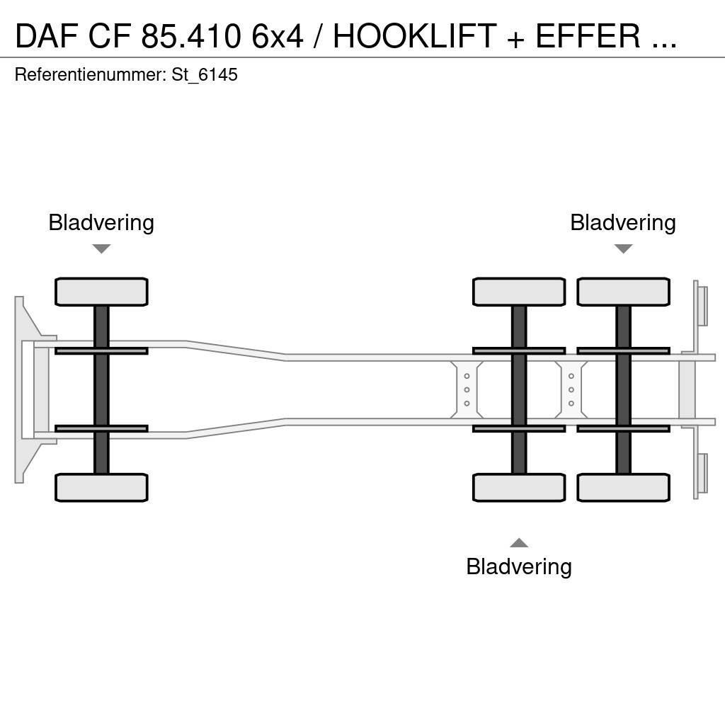 DAF CF 85.410 6x4 / HOOKLIFT + EFFER CRANE Camioane cu macara