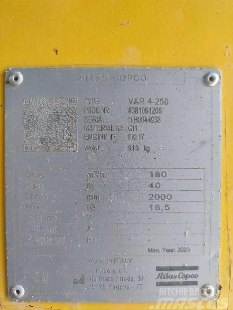 Atlas Copco VAR 4-250 FKL 17 G11 TRAILER Pompa de apa