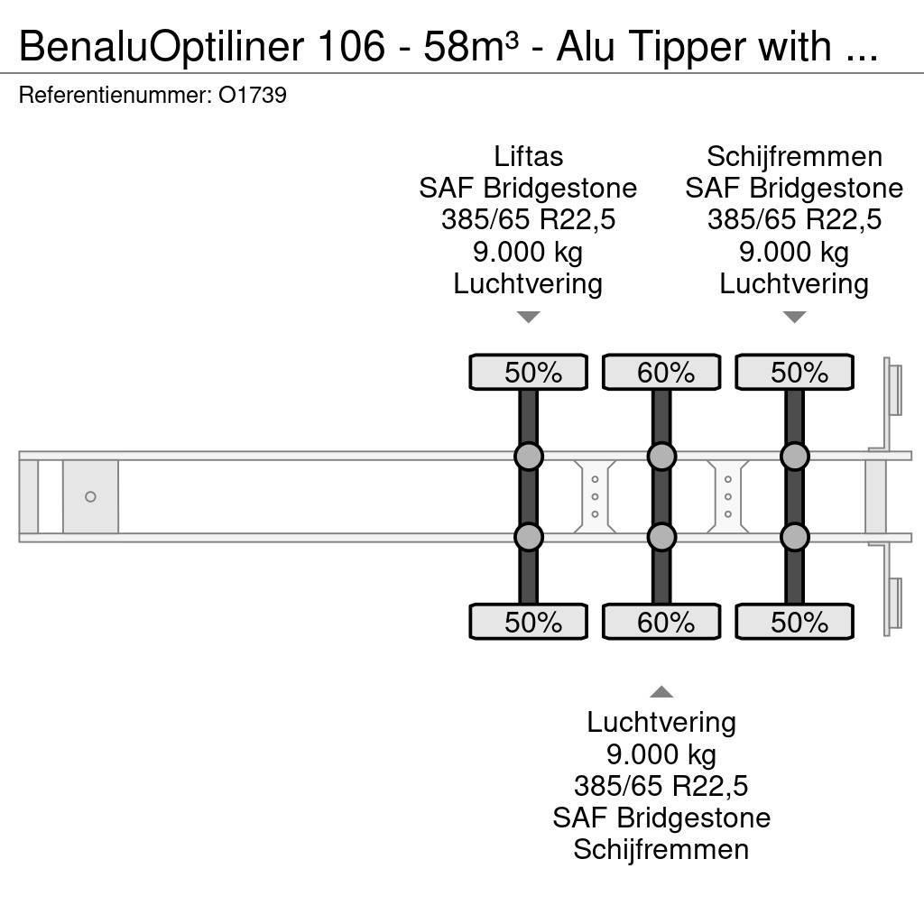 Benalu Optiliner 106 - 58m³ - Alu Tipper with Carrier Sup Semi-remorca Basculanta