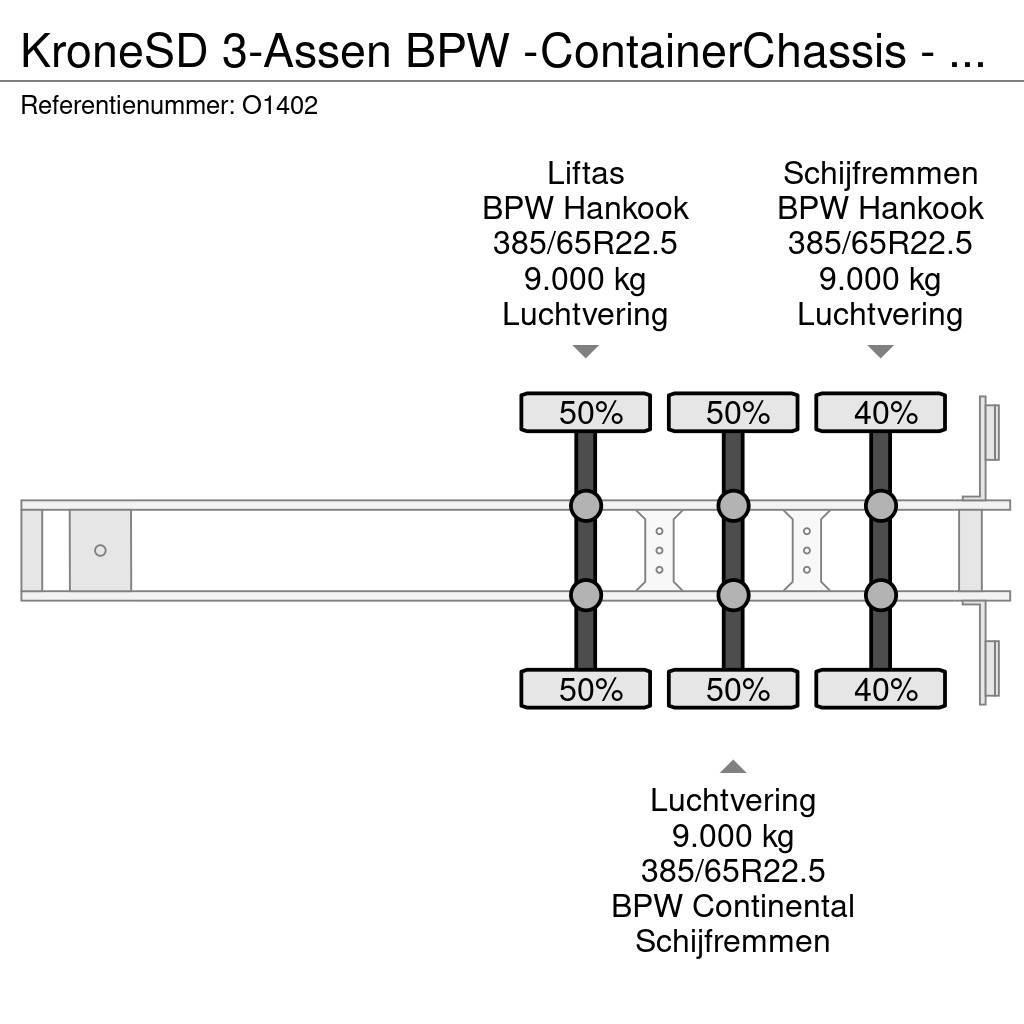 Krone SD 3-Assen BPW -ContainerChassis - Achterschuiver Camion cu semi-remorca cu incarcator