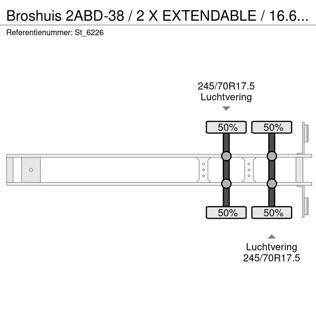 Broshuis 2ABD-38 / 2 X EXTENDABLE / 16.62 mtr BED / Semi-remorca agabaritica