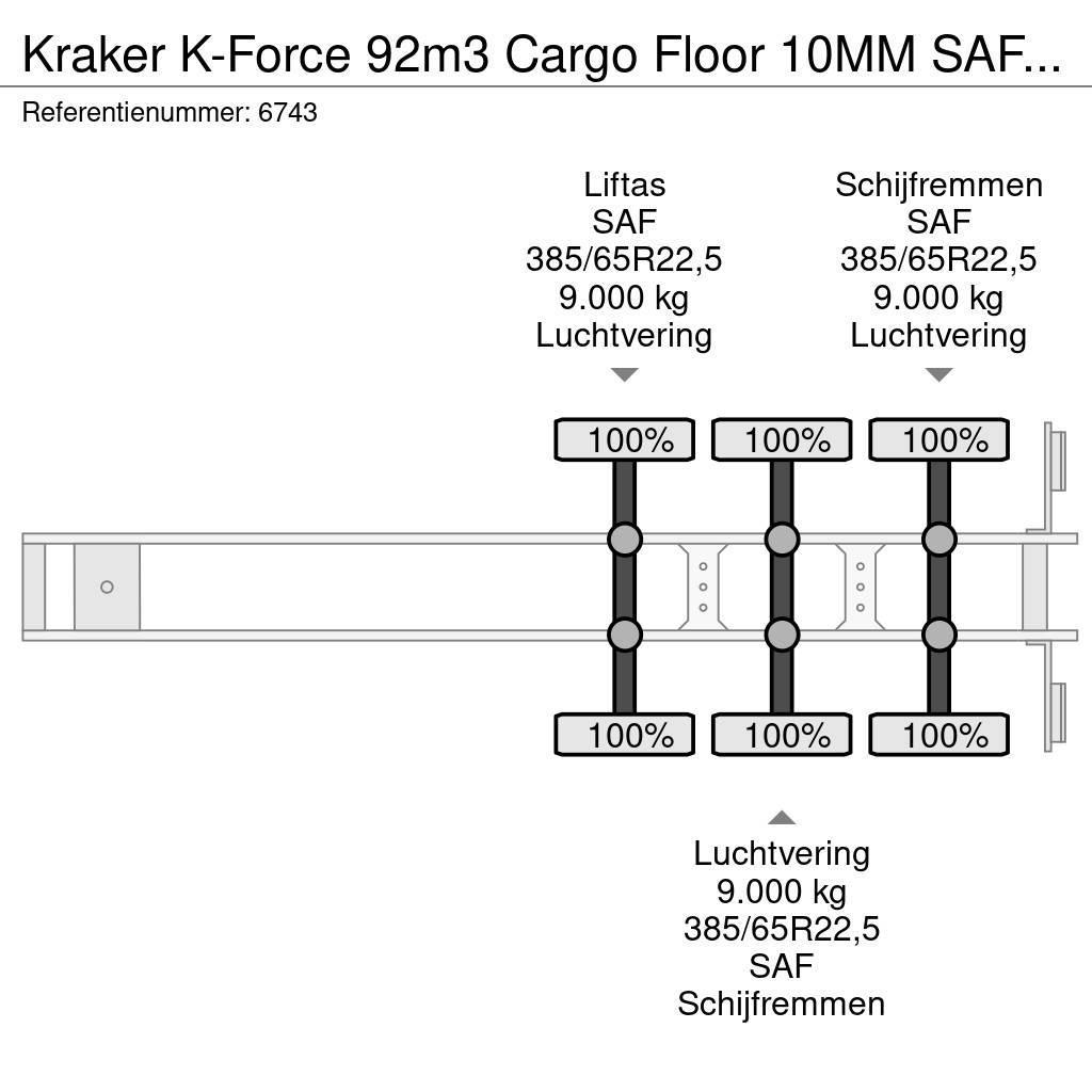 Kraker K-Force 92m3 Cargo Floor 10MM SAF, Liftachse, Remo Walking Floor semi-remorci