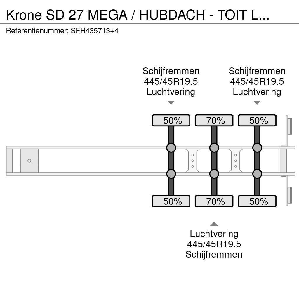 Krone SD 27 MEGA / HUBDACH - TOIT LEVANT - HEFDAK Semi-remorca speciala