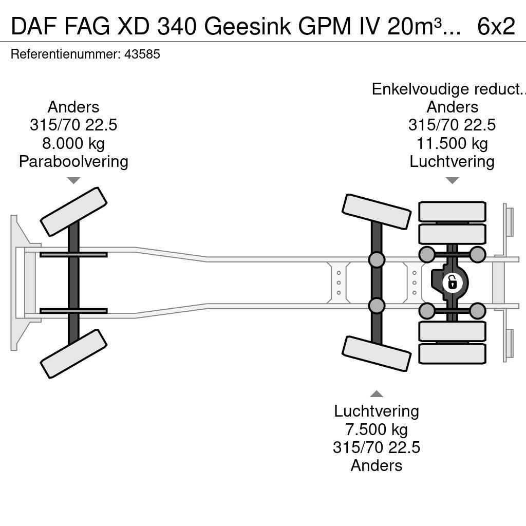 DAF FAG XD 340 Geesink GPM IV 20m³ GEC Welvaarts weigh Camion de deseuri