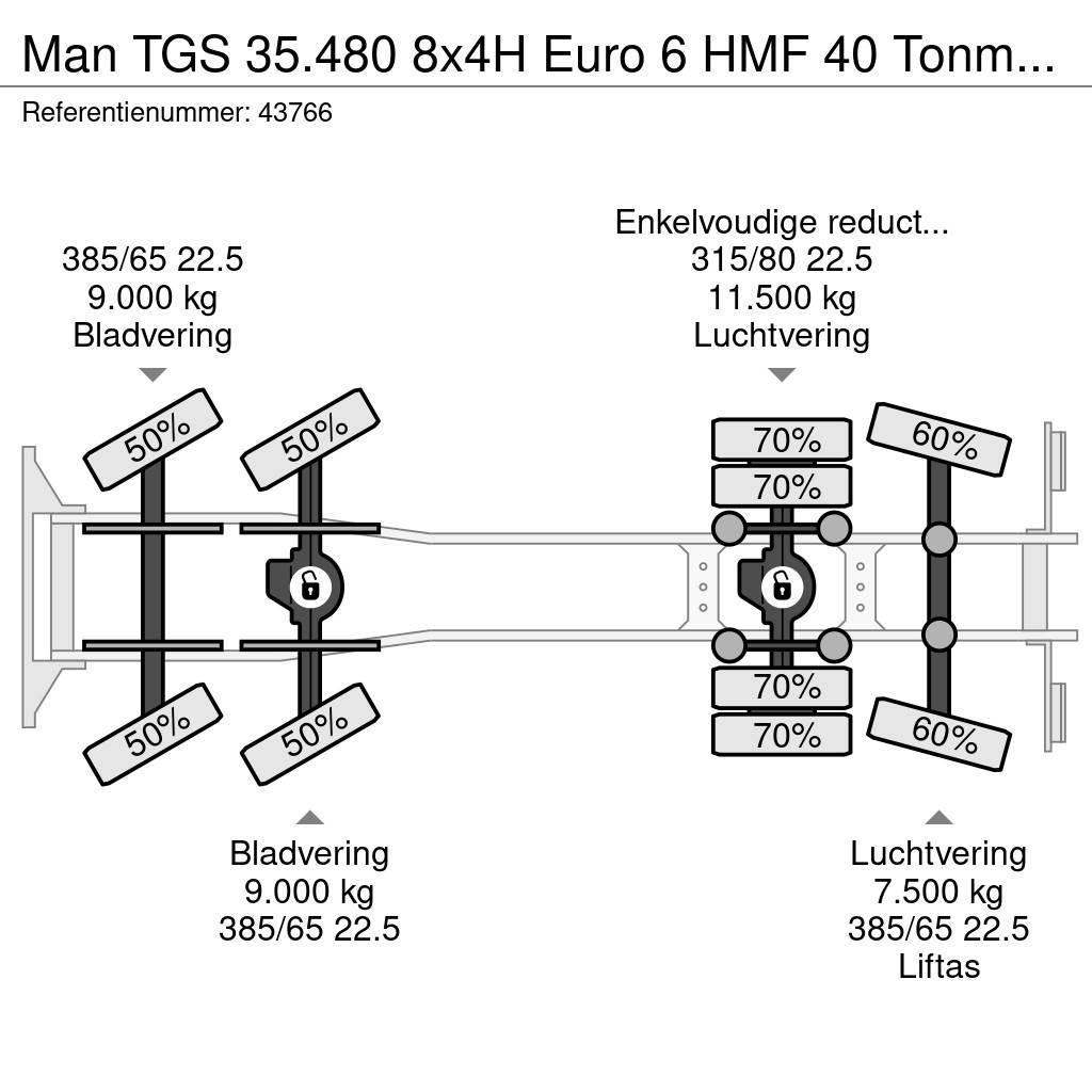 MAN TGS 35.480 8x4H Euro 6 HMF 40 Tonmeter laadkraan + Macara pentru orice teren