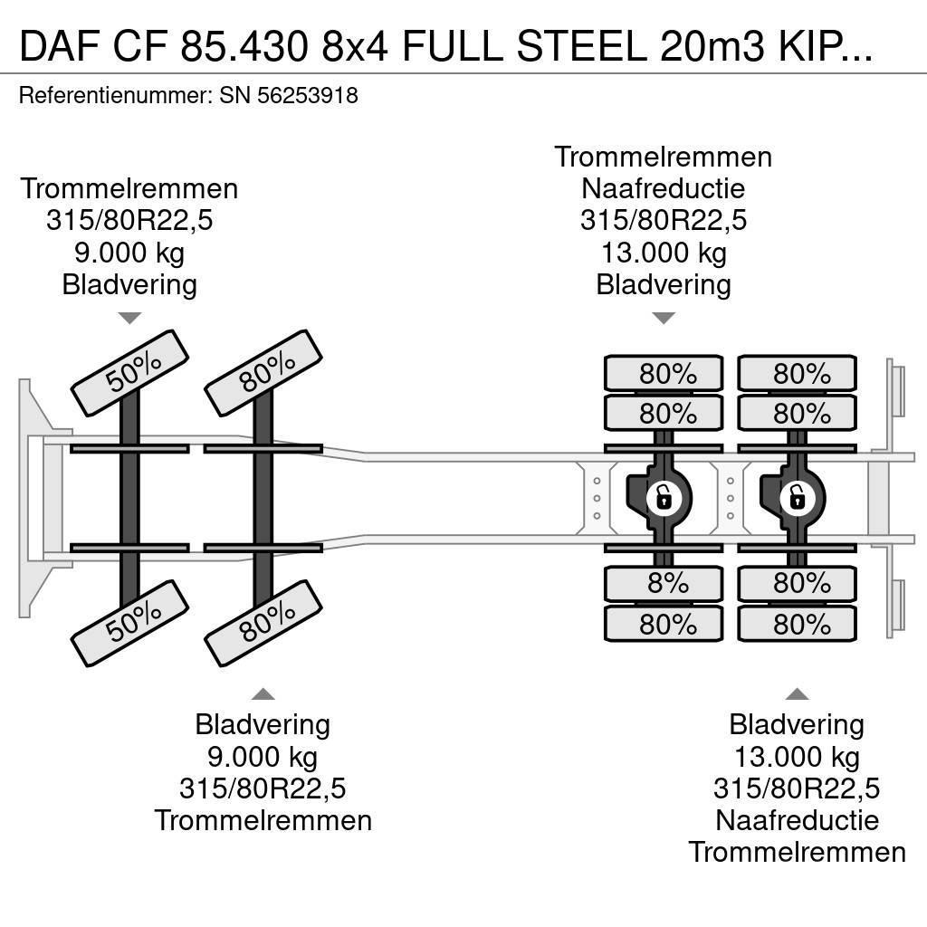 DAF CF 85.430 8x4 FULL STEEL 20m3 KIPPER (EURO 3 / ZF1 Autobasculanta