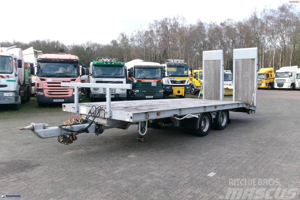 King 2-axle platform drawbar trailer 14t + ramps Pick up/Prelata