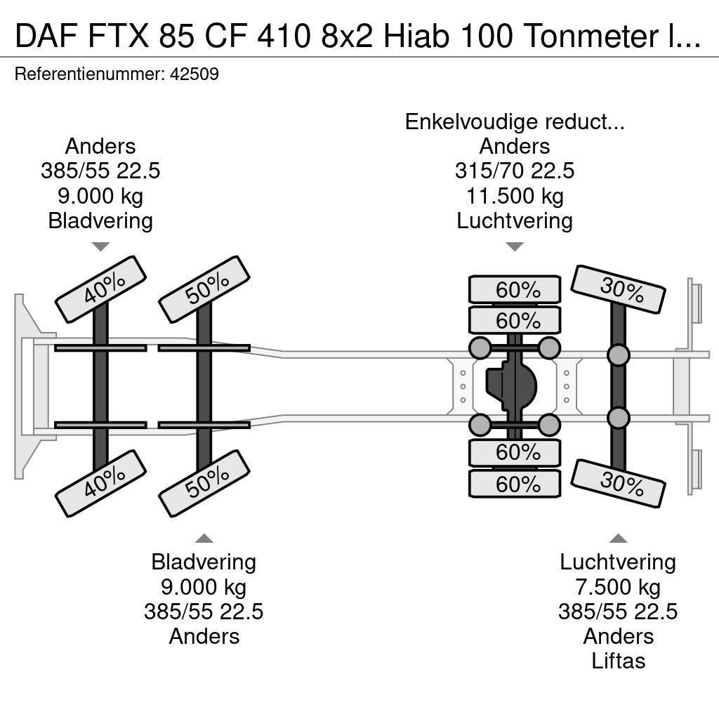 DAF FTX 85 CF 410 8x2 Hiab 100 Tonmeter laadkraan + Fl Macara pentru orice teren