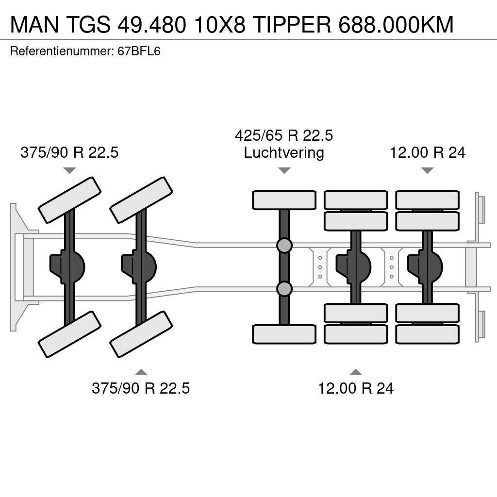 MAN TGS 49.480 10X8 TIPPER 688.000KM Autobasculanta