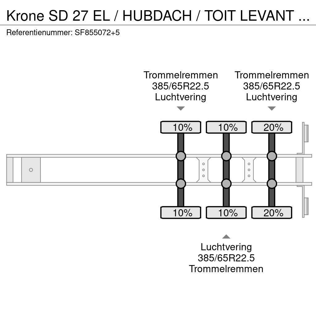 Krone SD 27 EL / HUBDACH / TOIT LEVANT / HEFDAK / COIL / Semi-remorca speciala